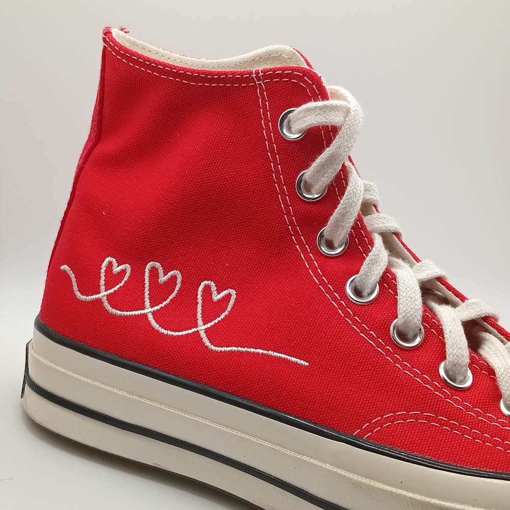 Converse Chuck Taylor All Star 70 Hi Red Made With Love Valentine's Sneakers - Picture 6 of 10